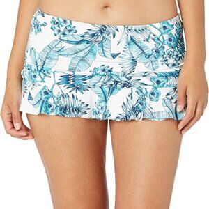 La Blanca 'Tranquility Palm' Skirted Ruffle Swimsuit Bottom, Aquamarine